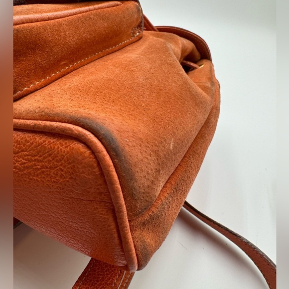 Gucci-Authentic-Vintage - Bamboo Backpack Purse Suede Leather Orange - Picture 6 of 16